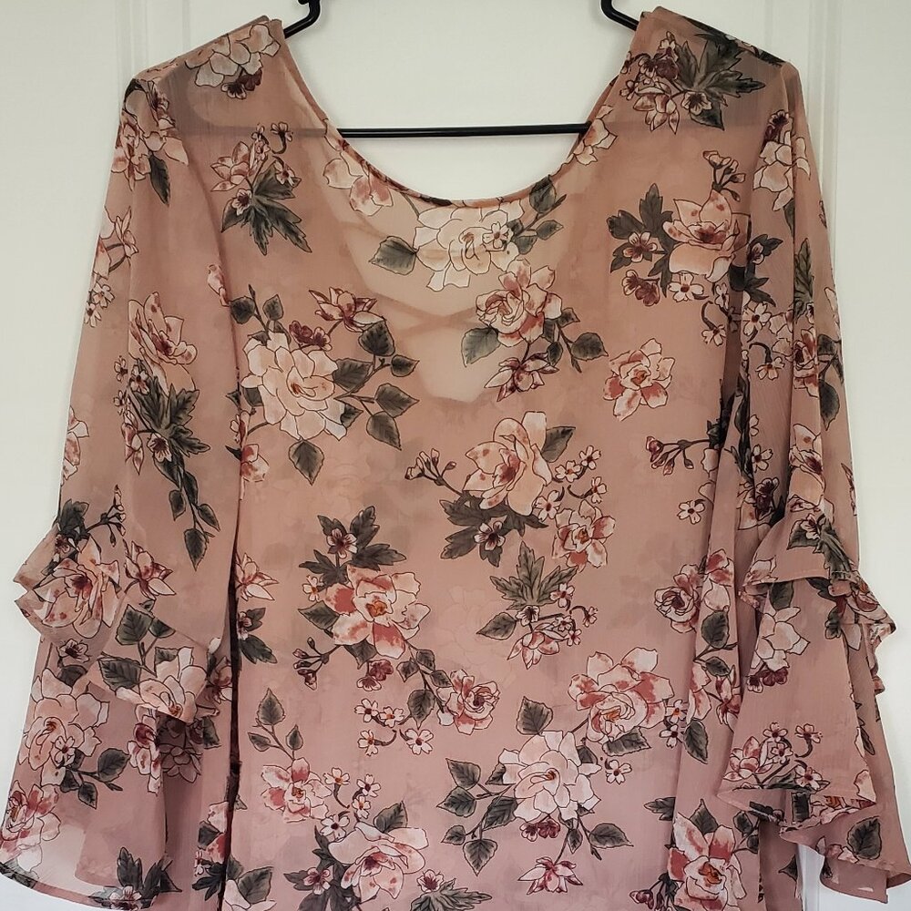 Torrid Semi Sheer Pink Floral Blouse